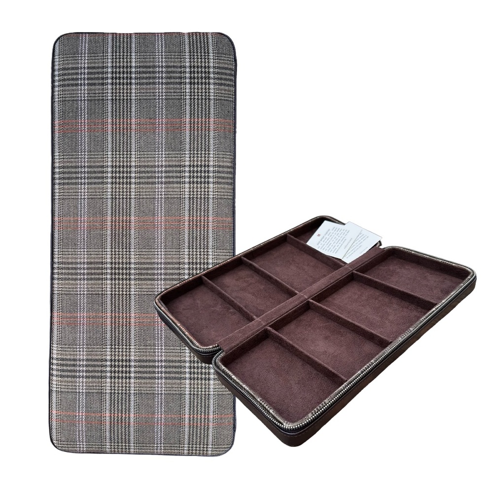 RED ENVELOPE Brown Leather Gadget Holder Box Organizer 12.5”x 5.5”x 2”